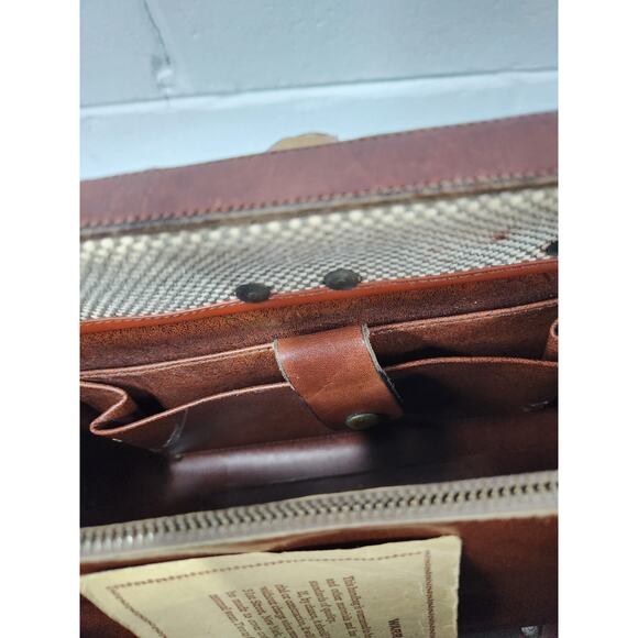 Rare Vintage Designer John Romain Leather Tweed Handbag 60s, 70s, In Brown/Beige - Picture 10 of 16